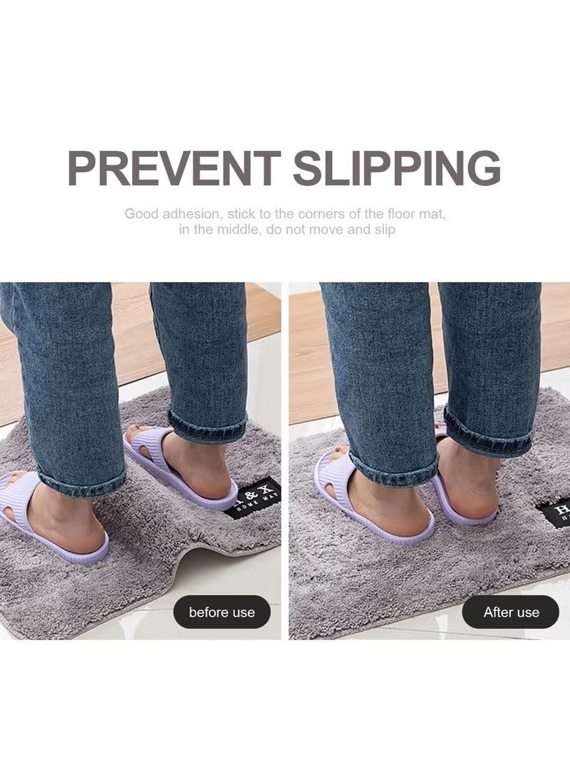 Black L Shape Rug Gripper Rug Tape 8 Pcs Double Sided Anti Curling Non Slip Reusable Rug Pad for Hardwood Floors, Carpets, Floor Mats in Place  Make Corner Flat and Easily Peel Off - Image 4